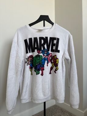 Marvel White Sweatshirt with Superhero Design